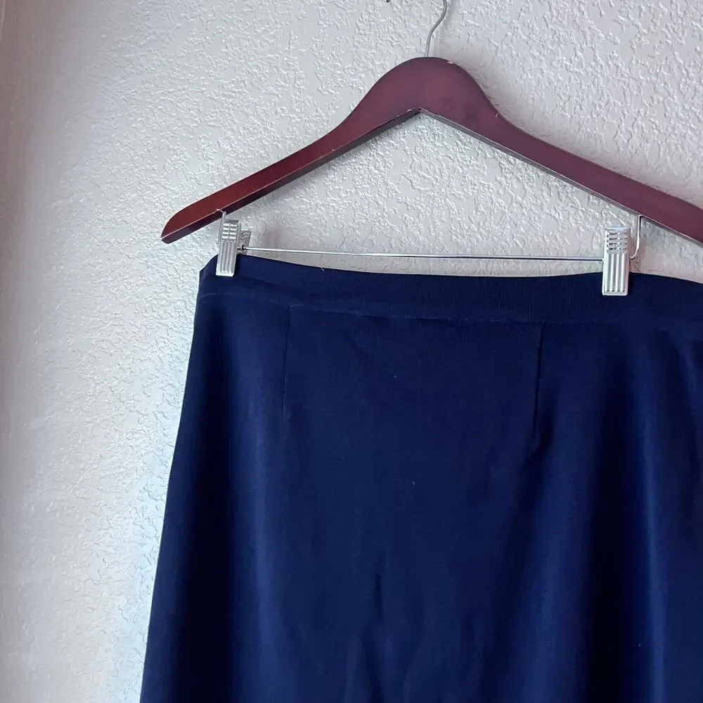 Exclusively Misook Women's Knee Length Skirt Petite X Large Navy Blue XL